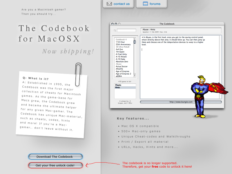 Cheats, codes, hints, guides for Macintosh games. Max Payne, Half Life, Marathon, Indiana Jones, Day of the Tentacle, Myst, Doom, Quake, Duke Nukem